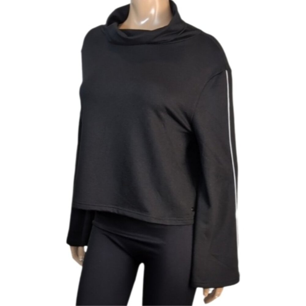 Gottex Black Cowl Neck Sweater Womens Size XS Oversized Flare Sleeve Athleisure